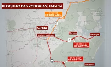 VÍDEO: Imagens aéreas mostram BR-376 vazia após deslizamento; veja bloqueios e alternativas