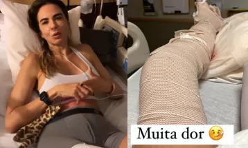 Luciana Gimenez grava vídeo após acidente na neve: 'Quebrei minha perna em quatro lugares'