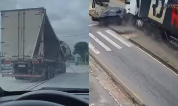 VÍDEO: Caminhão cruza Curitiba batendo sequencialmente em vários veículos; polícia contabiliza pessoas atingidas