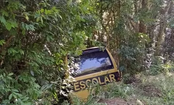 Ônibus escolar cai em ribanceira e ao menos quatro crianças ficam feridas em Tunas do Paraná