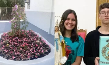 Colégio de Cambé constrói jardim de flores no local em que casal de alunos foi baleado
