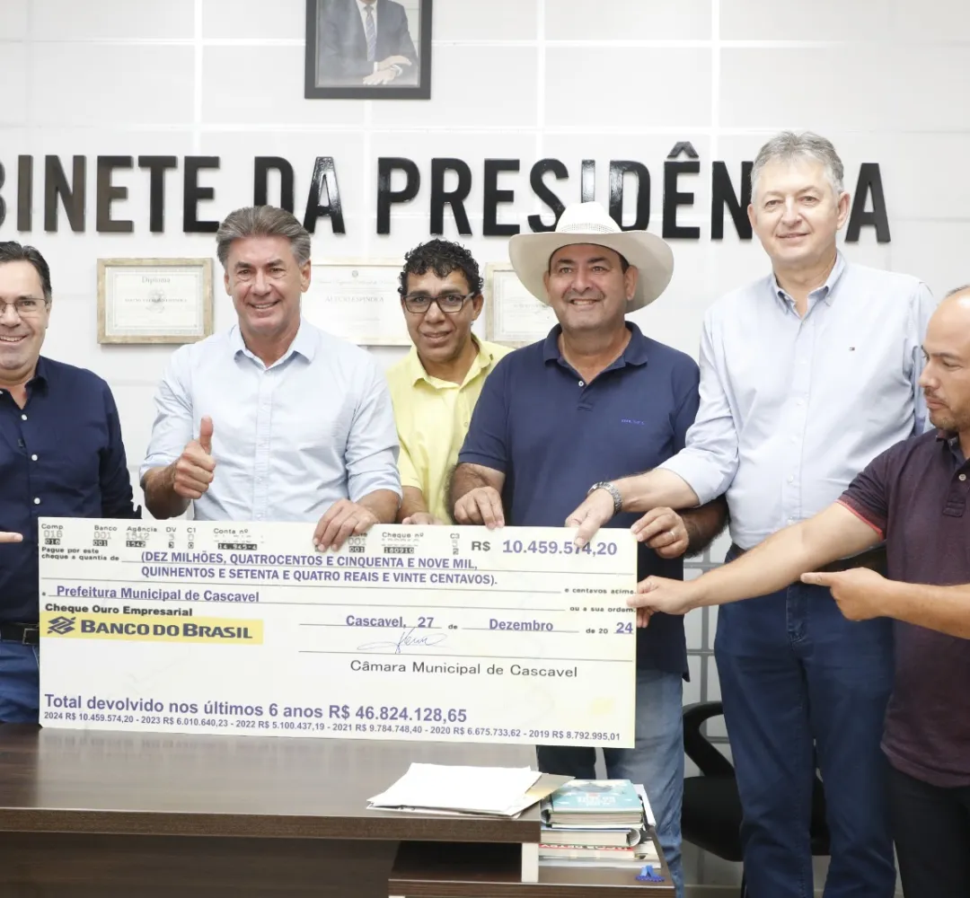 Legislativo devolve R$ 10,4 milhões e reforça caixa do Município no fim de ano