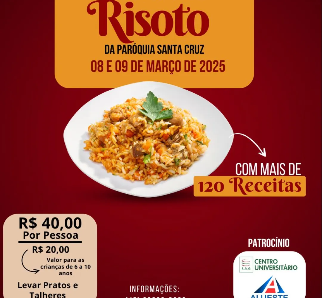 8º Festival do Risoto da Paróquia Santa Cruz promete sabores únicos em dois dias de evento