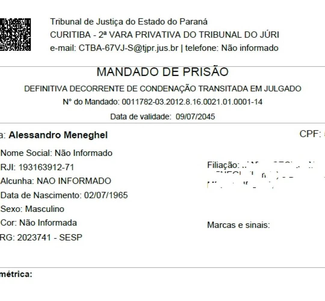 mandado de prisão
