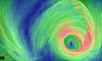 Ciclone extratropical de grande intensidade se forma no Atlântico Sul
