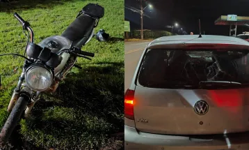 Moto bate na traseira de Fox e deixa jovem ferido na PR-491 no Oeste do Paraná