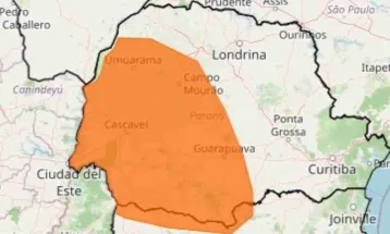 Tempestade coloca Oeste do Paraná em alerta com risco de granizo e ventos de até 100 km/h