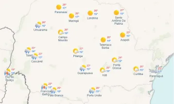 Paraná terá tempo firme na maior parte do estado nesta quinta-feira (2), com frio pela manhã e temperaturas em elevação à tarde